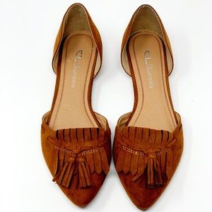 Suede Tassel Flats